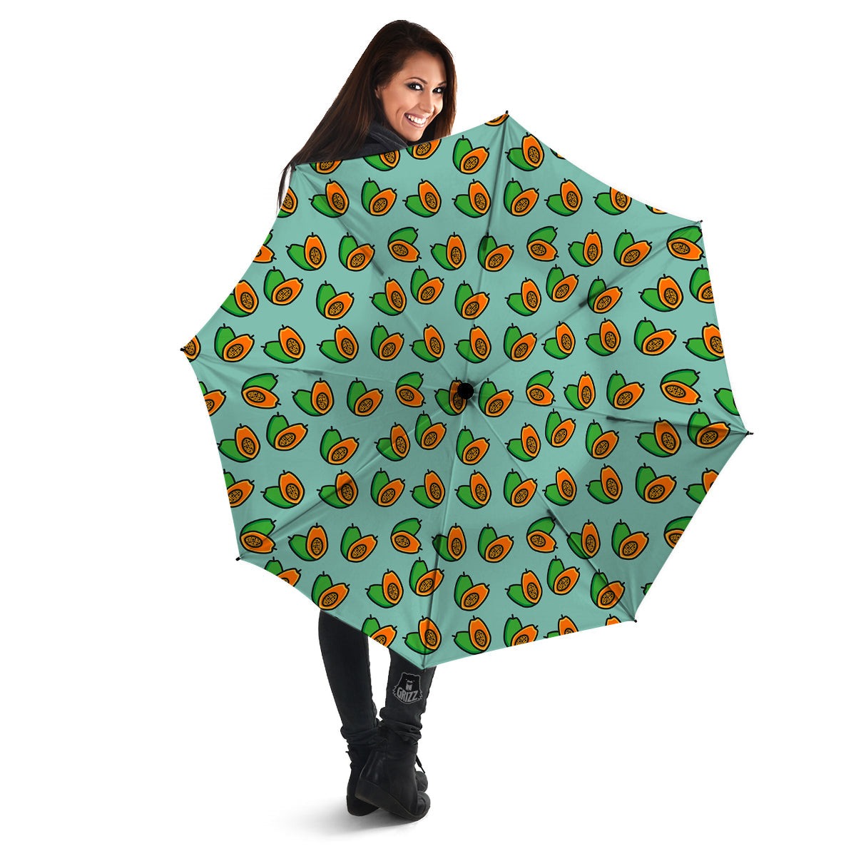 Cartoon Papaya Print Pattern Umbrella-grizzshop