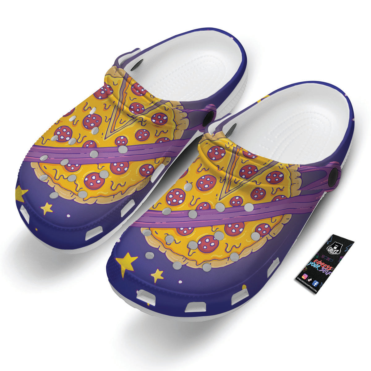 Cartoon Pizza Planet Print Clog-grizzshop