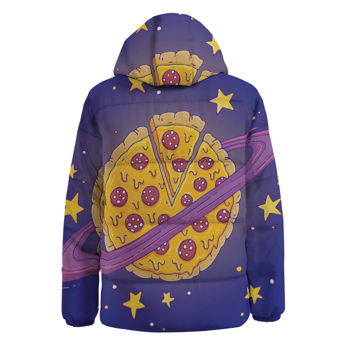 Cartoon Pizza Planet Print Down Jacket-grizzshop