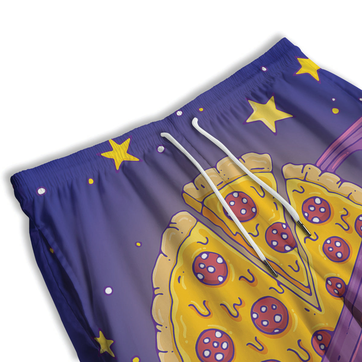 Cartoon Pizza Planet Print Men's Athletic Shorts