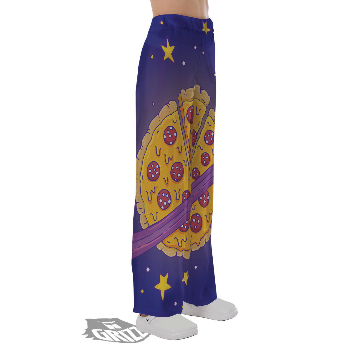 Cartoon Pizza Planet Print Pajama Pants-grizzshop