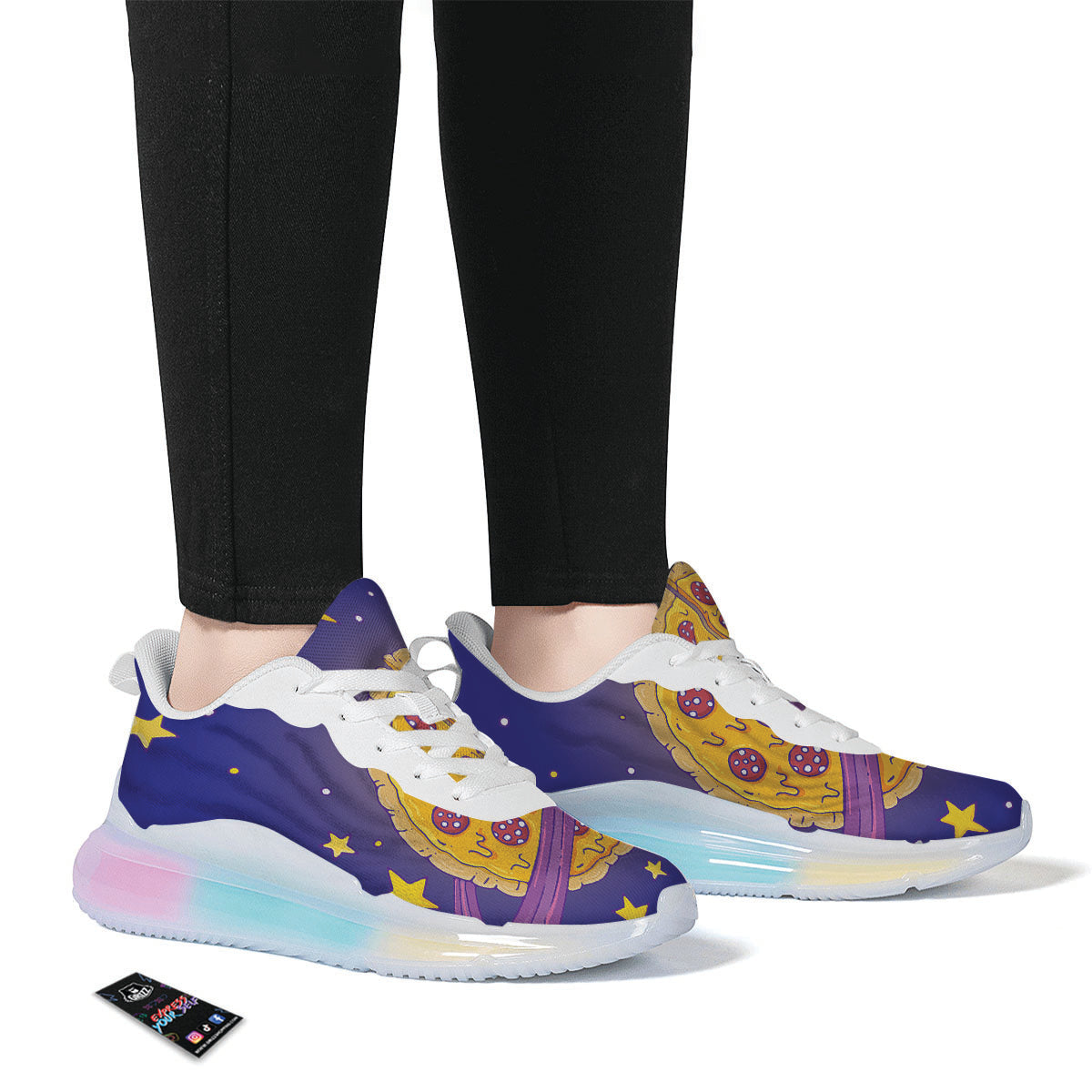 Cartoon Pizza Planet Print Running Sneakers-grizzshop