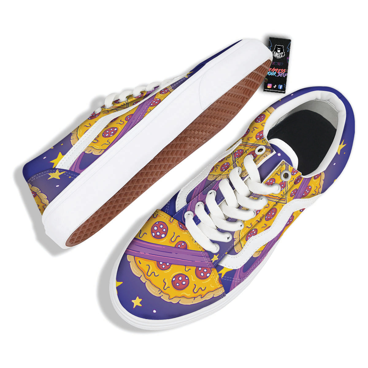 Cartoon Pizza Planet Print Skate Shoes-grizzshop