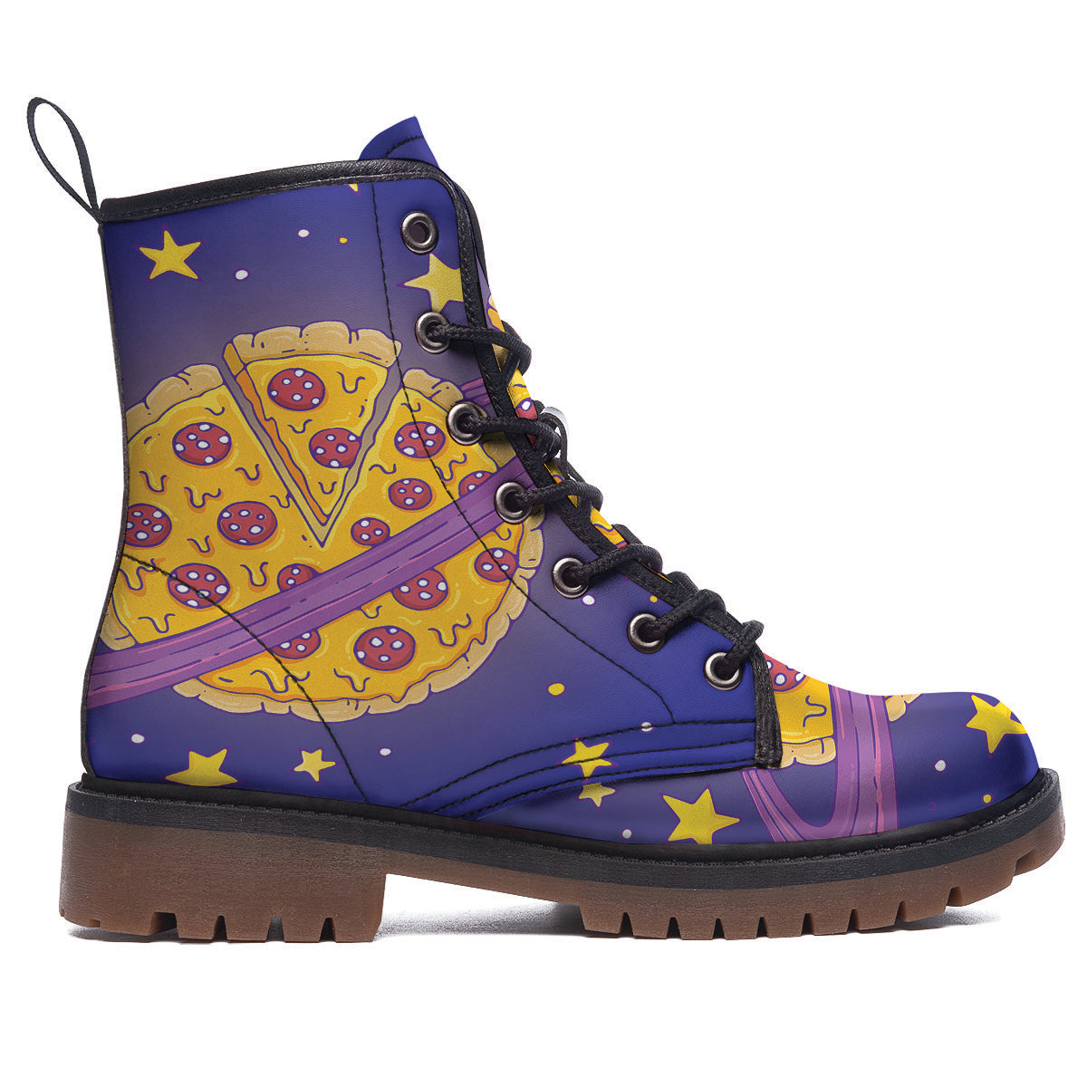 Cartoon Pizza Planet Print Work Boots-grizzshop