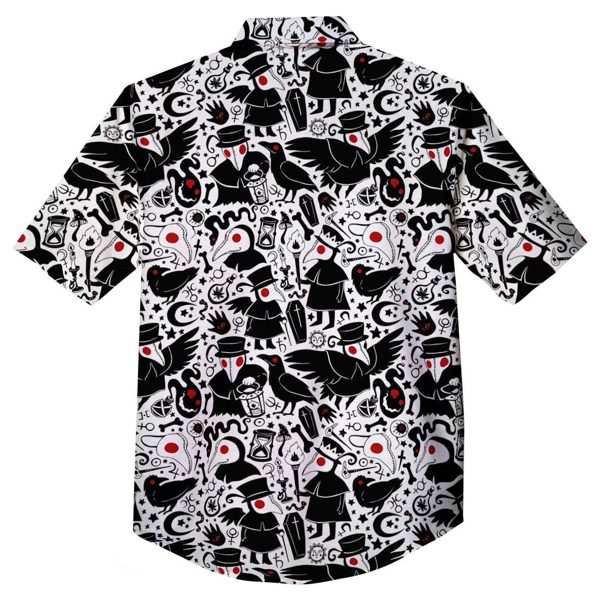 Cartoon Plague Doctors And Crows Red Eyes Print Pattern Button Up Shirt-grizzshop