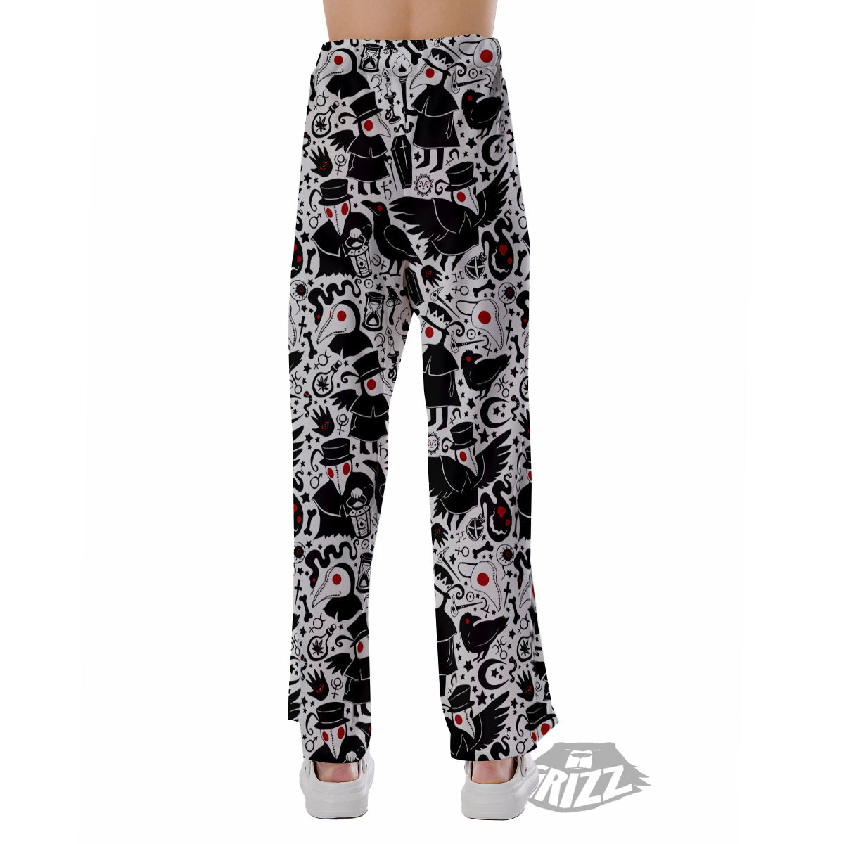 Cartoon Plague Doctors And Crows Red Eyes Print Pattern Pajama Pants-grizzshop