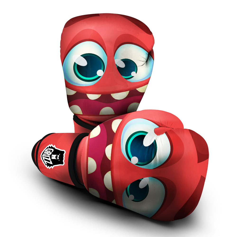 Cartoon Red Monster Face Cute Print Boxing Gloves-grizzshop
