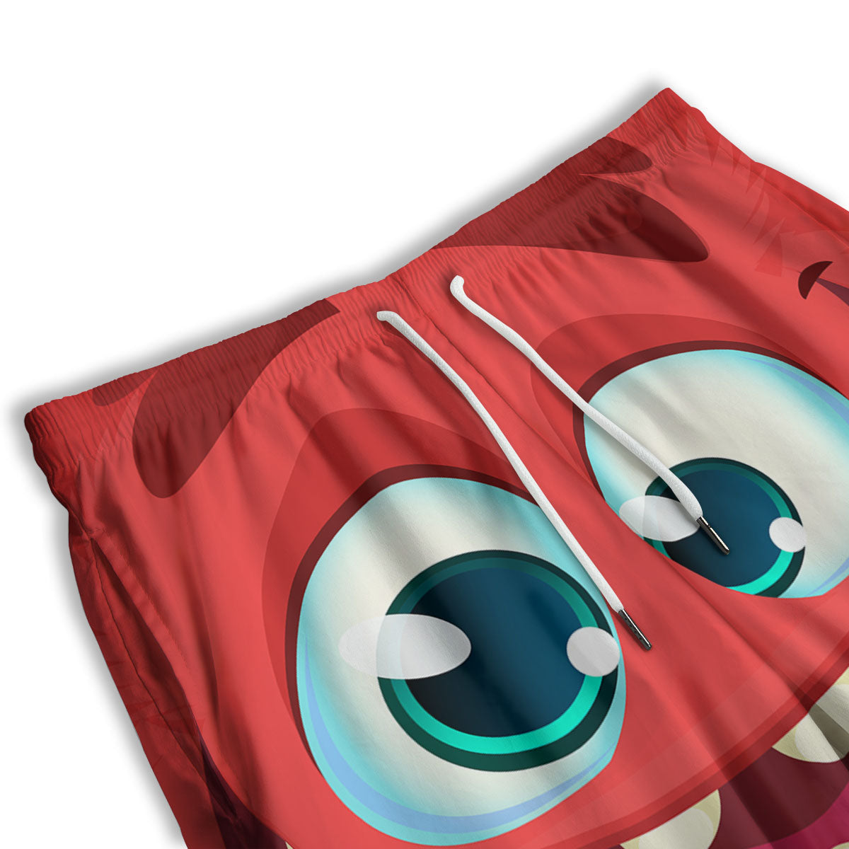 Cartoon Red Monster Face Cute Print Men's Athletic Shorts