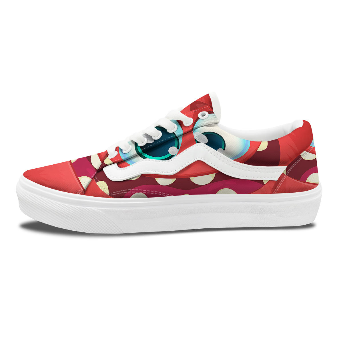 Cartoon Red Monster Face Cute Print Skate Shoes-grizzshop