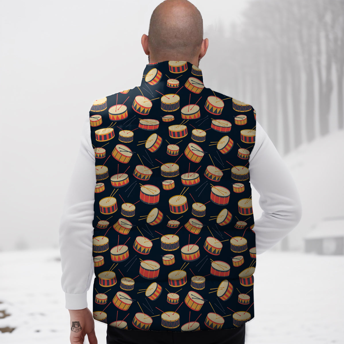 Cartoon Strawberry Pattern Print Down Vest-grizzshop
