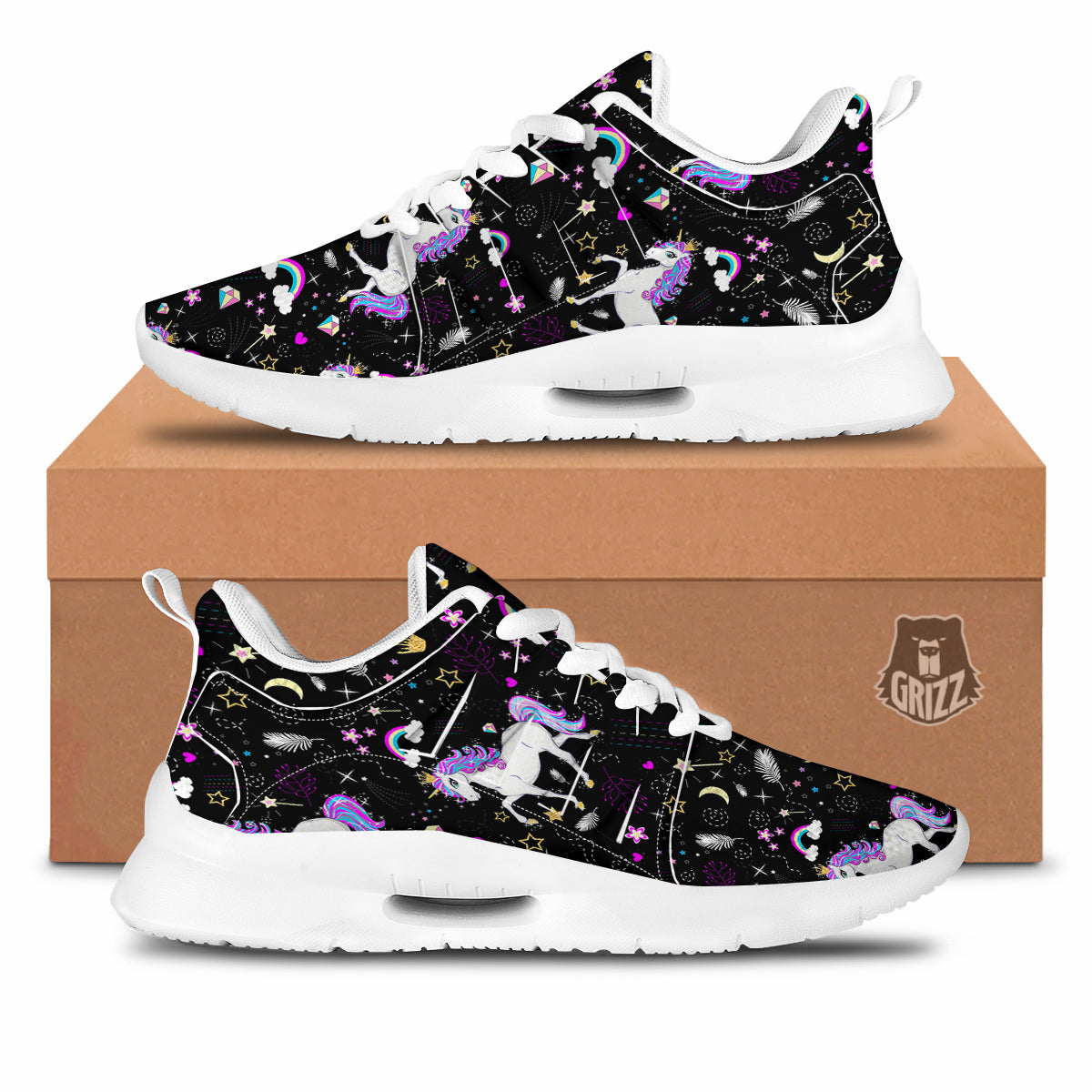 Cartoon Unicorn Dream Print Pattern Tennis Shoes-grizzshop