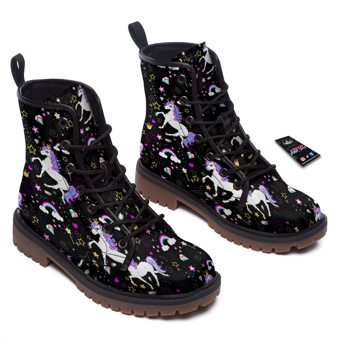 Cartoon Unicorn Dream Print Pattern Work Boots-grizzshop