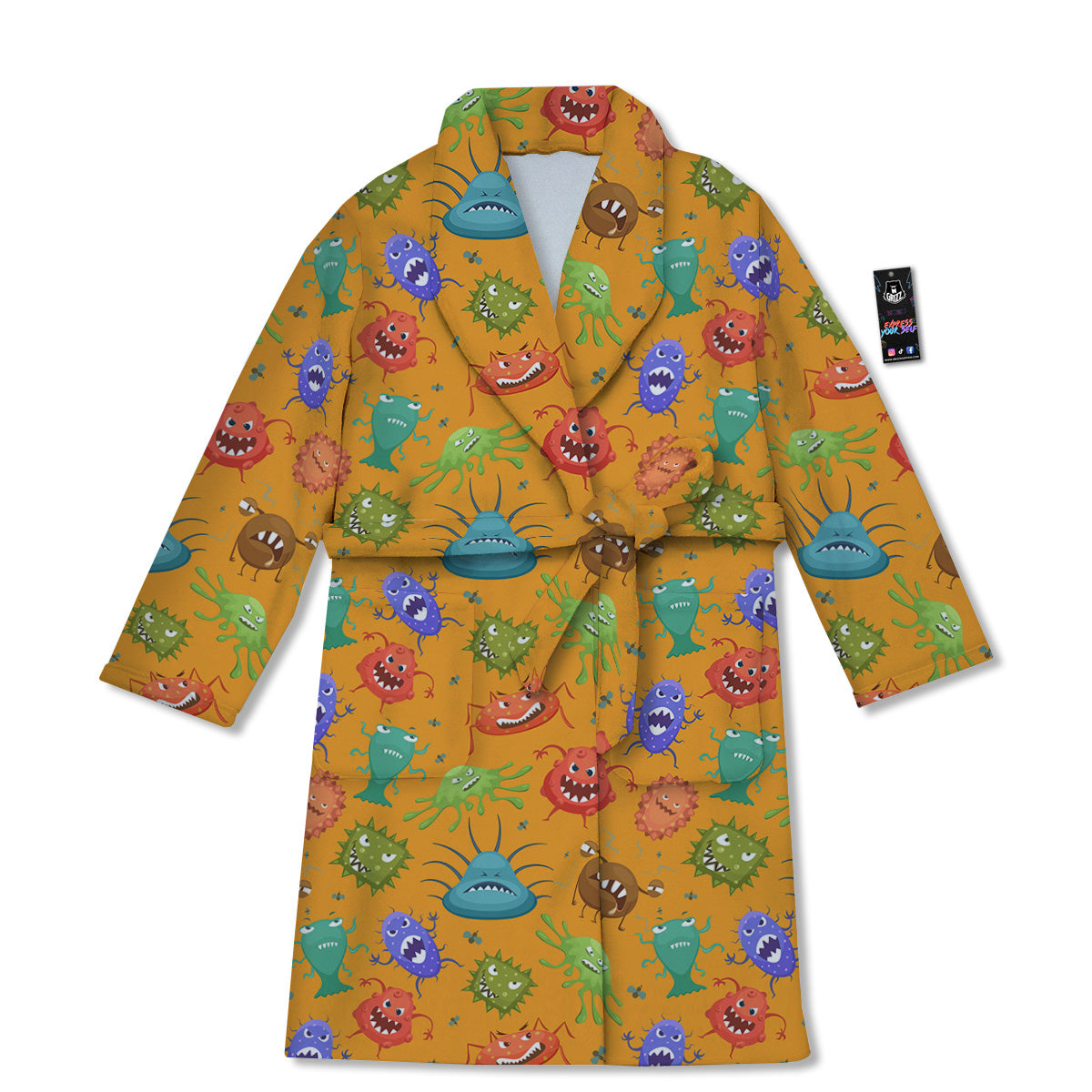 Cartoon Virus Print Pattern Bathrobe-grizzshop