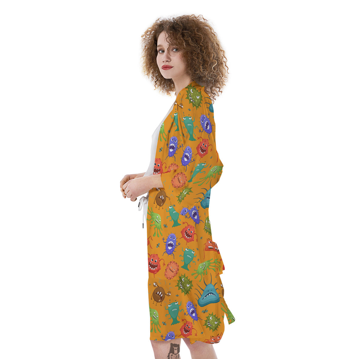 Cartoon Virus Print Pattern Kimono-grizzshop