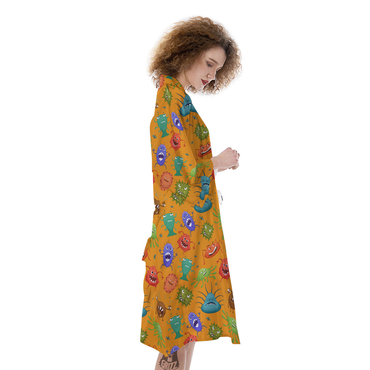 Cartoon Virus Print Pattern Kimono-grizzshop