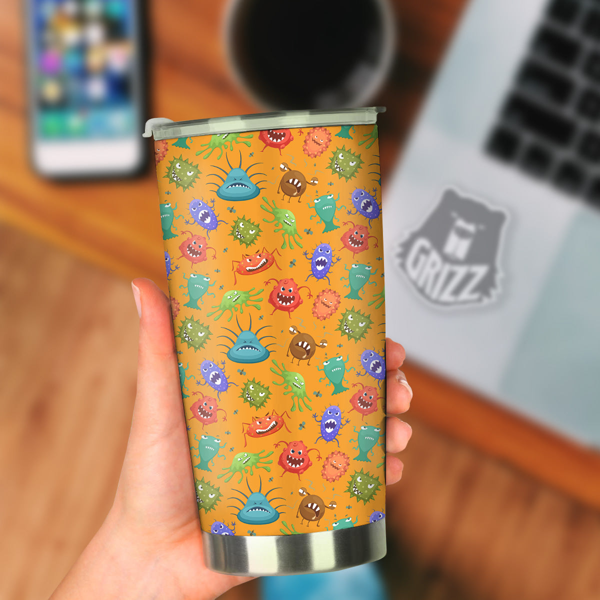 Cartoon Virus Print Pattern Tumbler-grizzshop