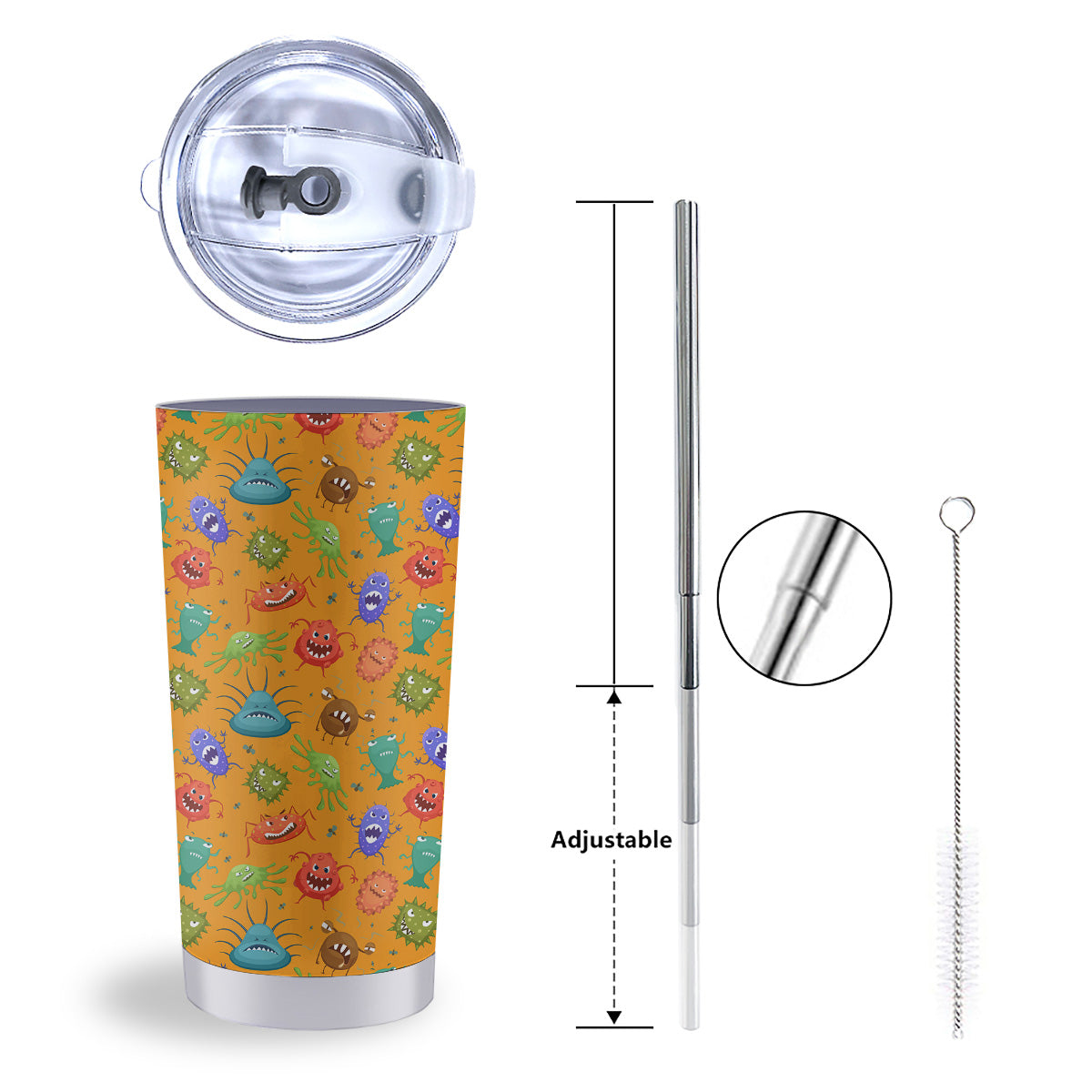 Cartoon Virus Print Pattern Tumbler-grizzshop