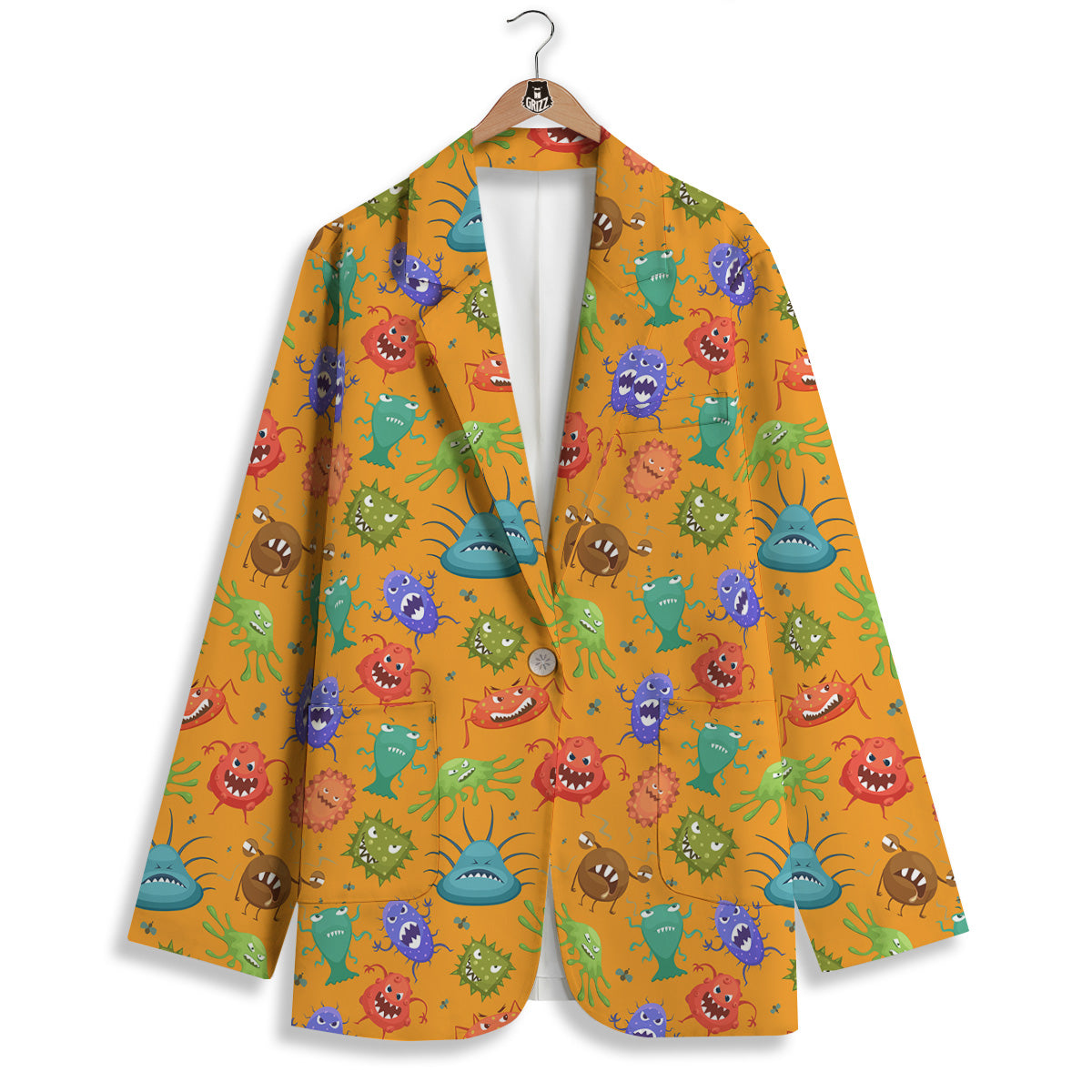 Cartoon Virus Print Pattern Women's Blazer-grizzshop