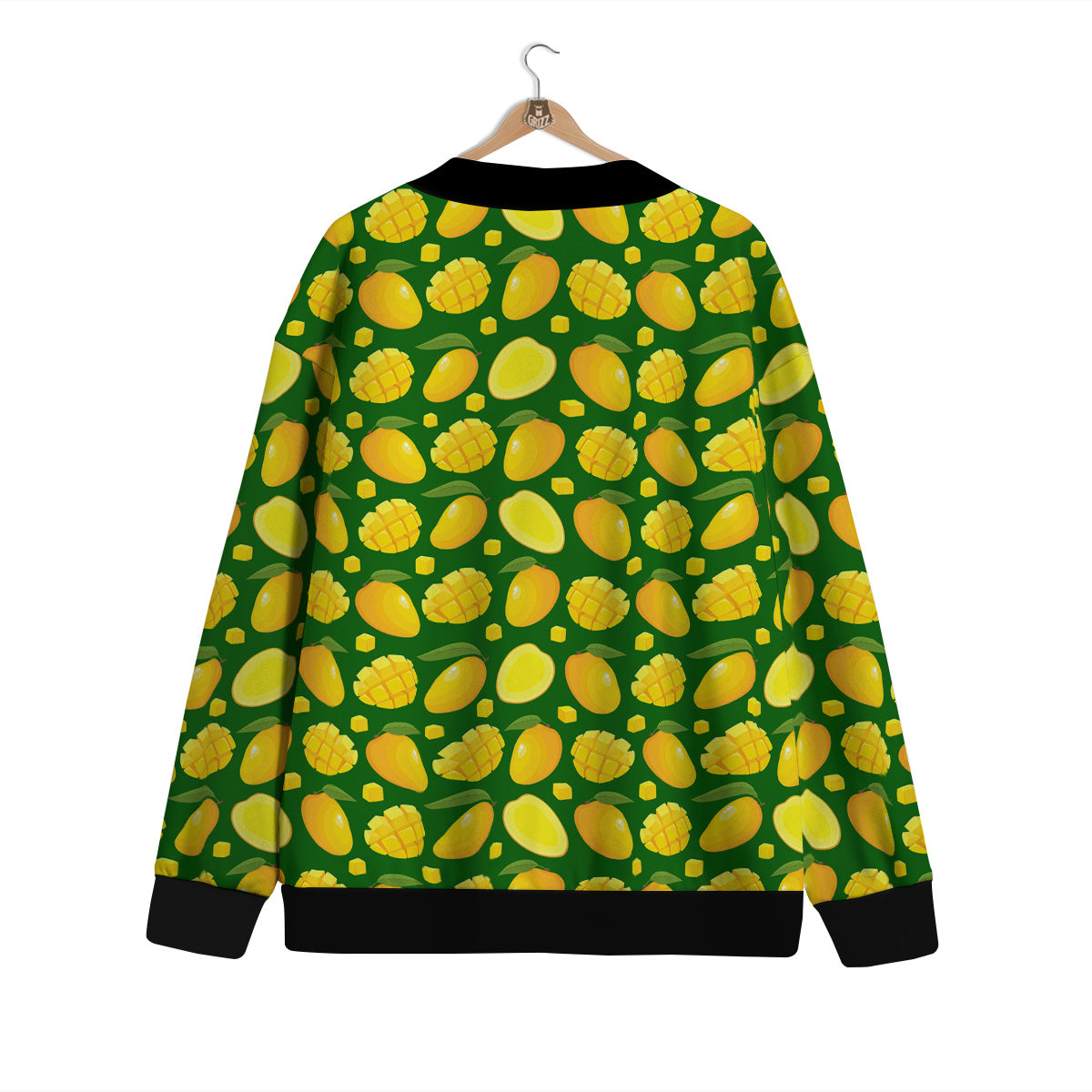 Cartoon Yellow Mango Slice Print Pattern Cardigan-grizzshop