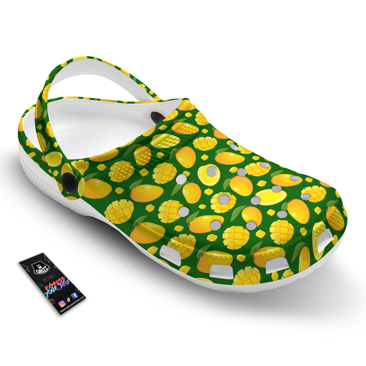 Cartoon Yellow Mango Slice Print Pattern Clog-grizzshop