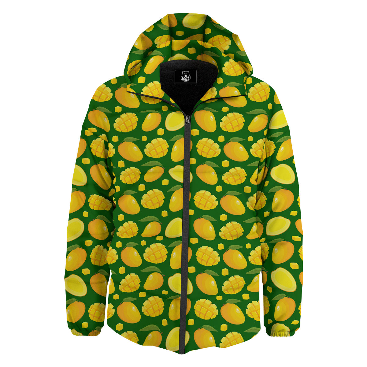 Cartoon Yellow Mango Slice Print Pattern Down Jacket-grizzshop