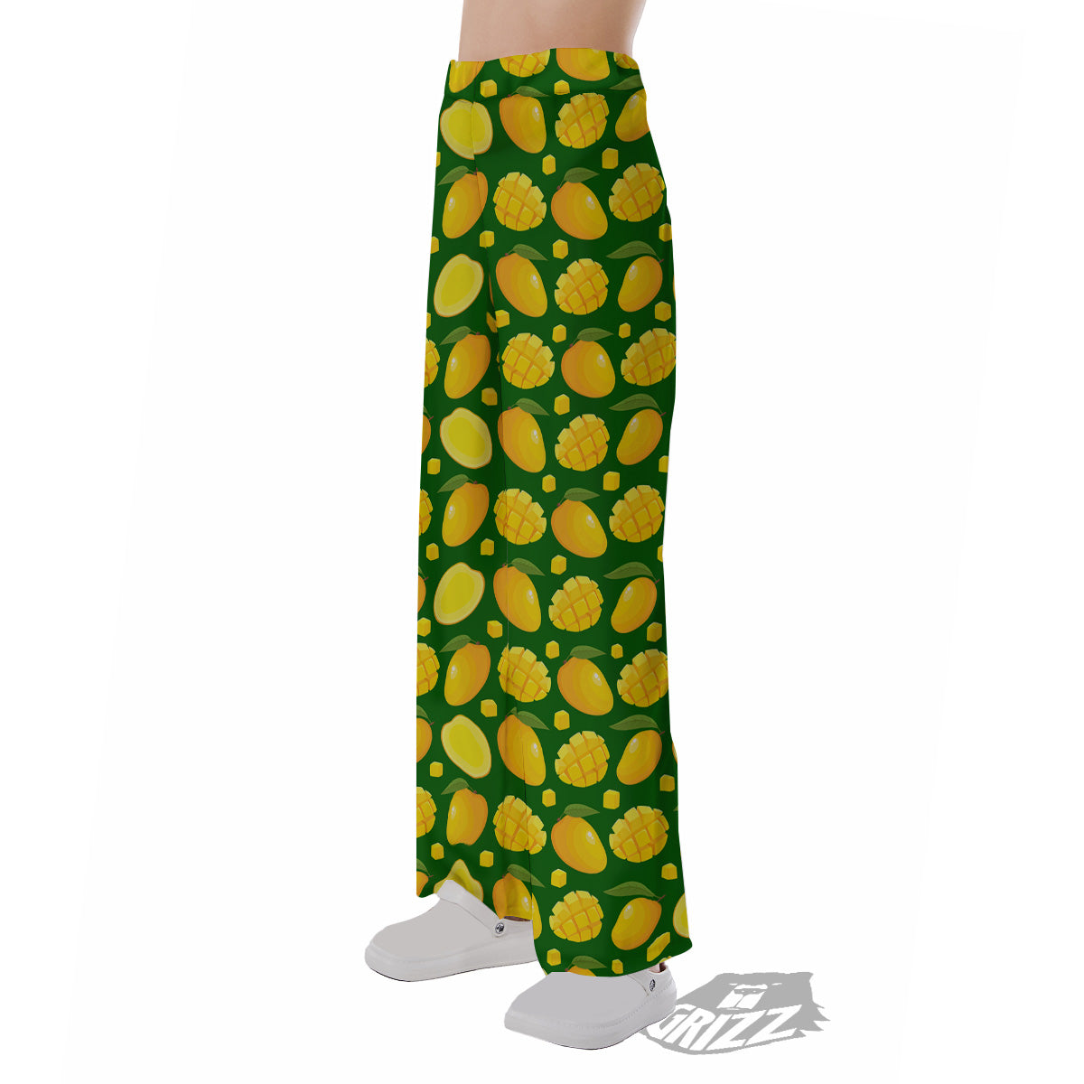 Cartoon Yellow Mango Slice Print Pattern Pajama Pants-grizzshop
