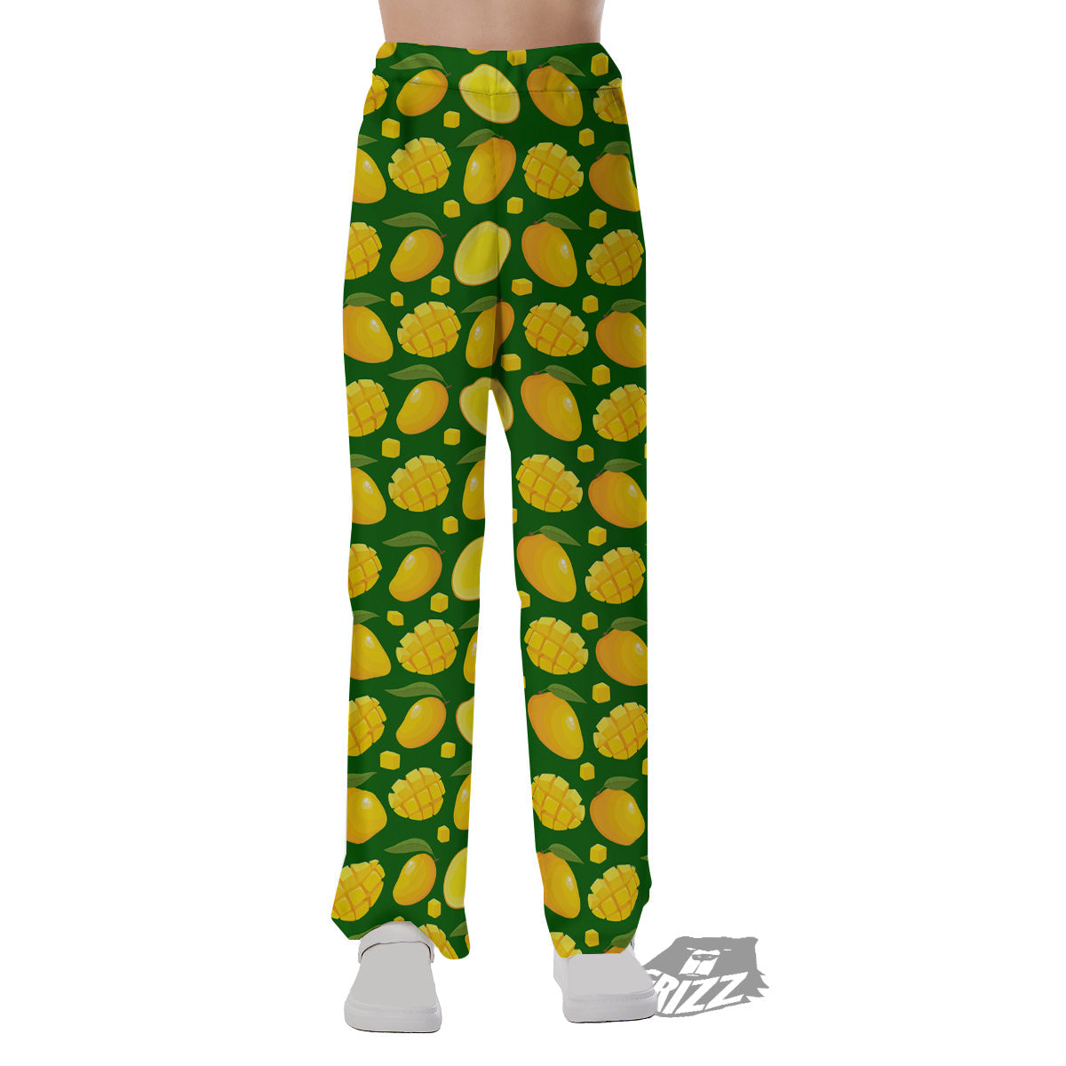 Cartoon Yellow Mango Slice Print Pattern Pajama Pants-grizzshop