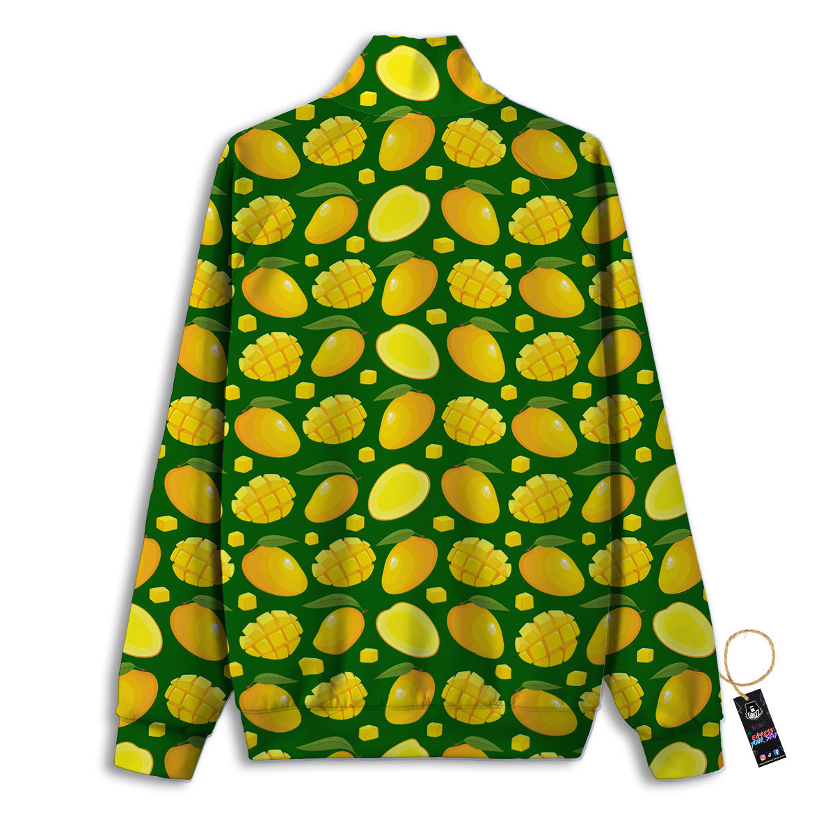 Cartoon Yellow Mango Slice Print Pattern Track Jacket-grizzshop