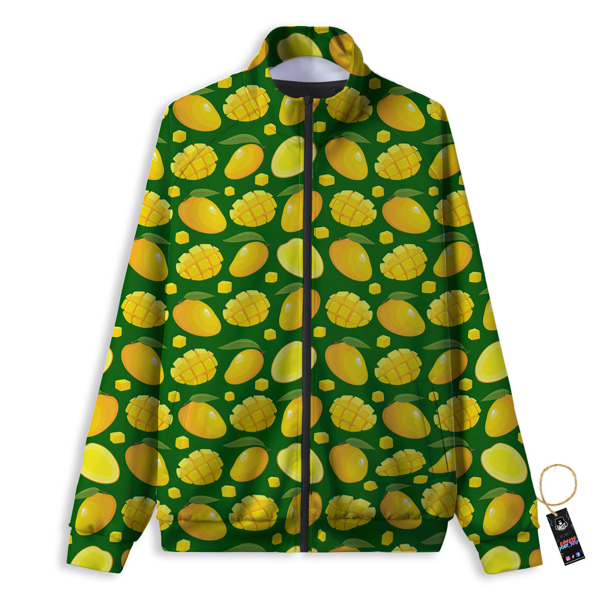 Cartoon Yellow Mango Slice Print Pattern Track Jacket-grizzshop