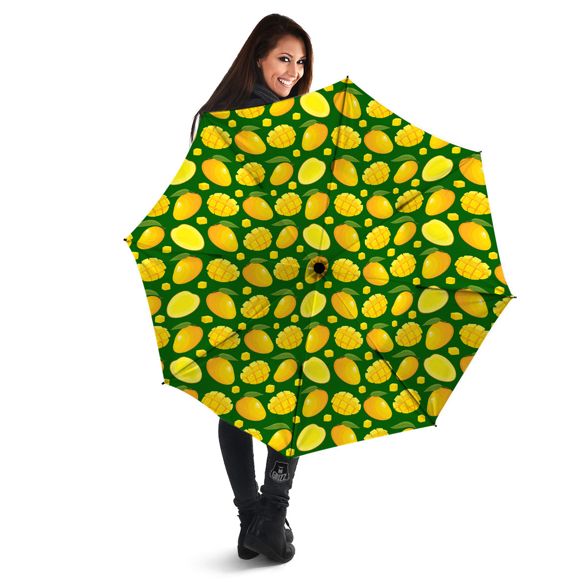 Cartoon Yellow Mango Slice Print Pattern Umbrella-grizzshop