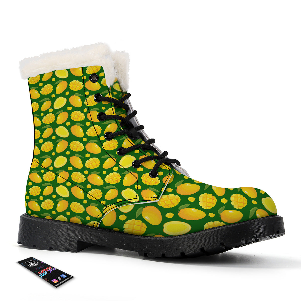 Cartoon Yellow Mango Slice Print Pattern Winter Boots-grizzshop