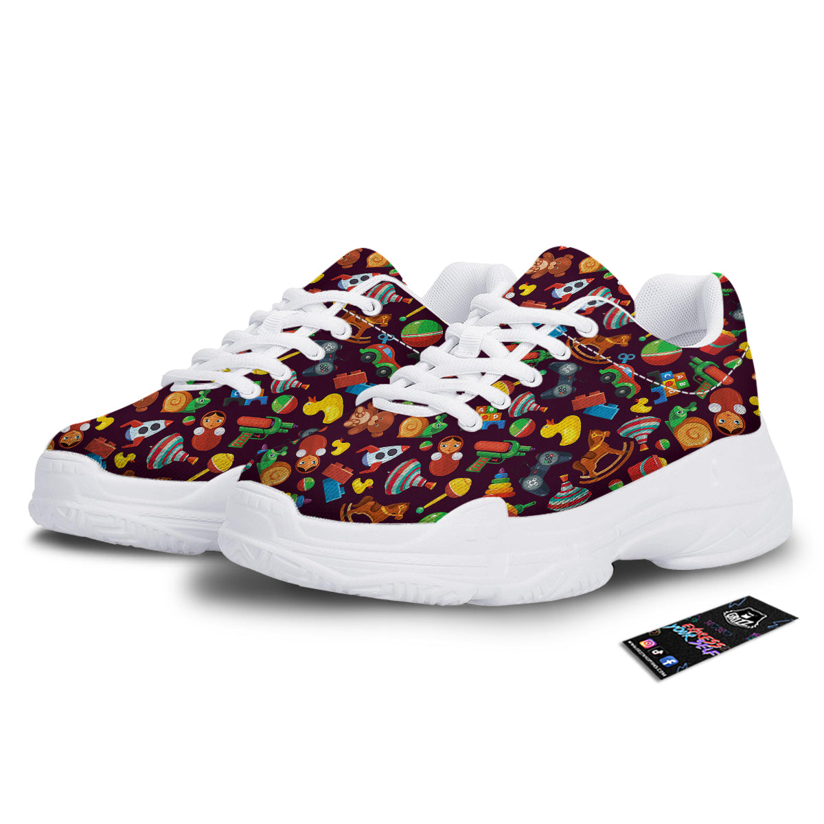Cartoon toys Colorful Print Pattern White Chunky Shoes-grizzshop