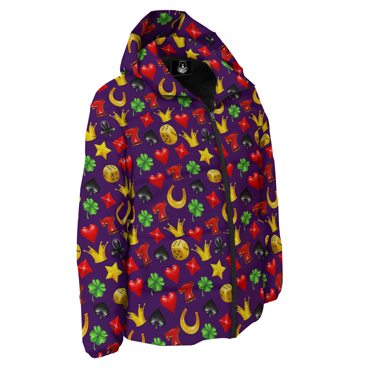 Casino 3D Gambling And Luck Print Pattern Down Jacket-grizzshop