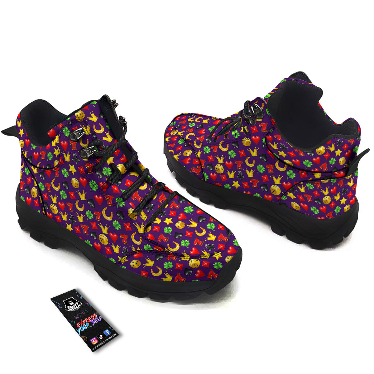 Casino 3D Gambling And Luck Print Pattern Hiking Shoes-grizzshop