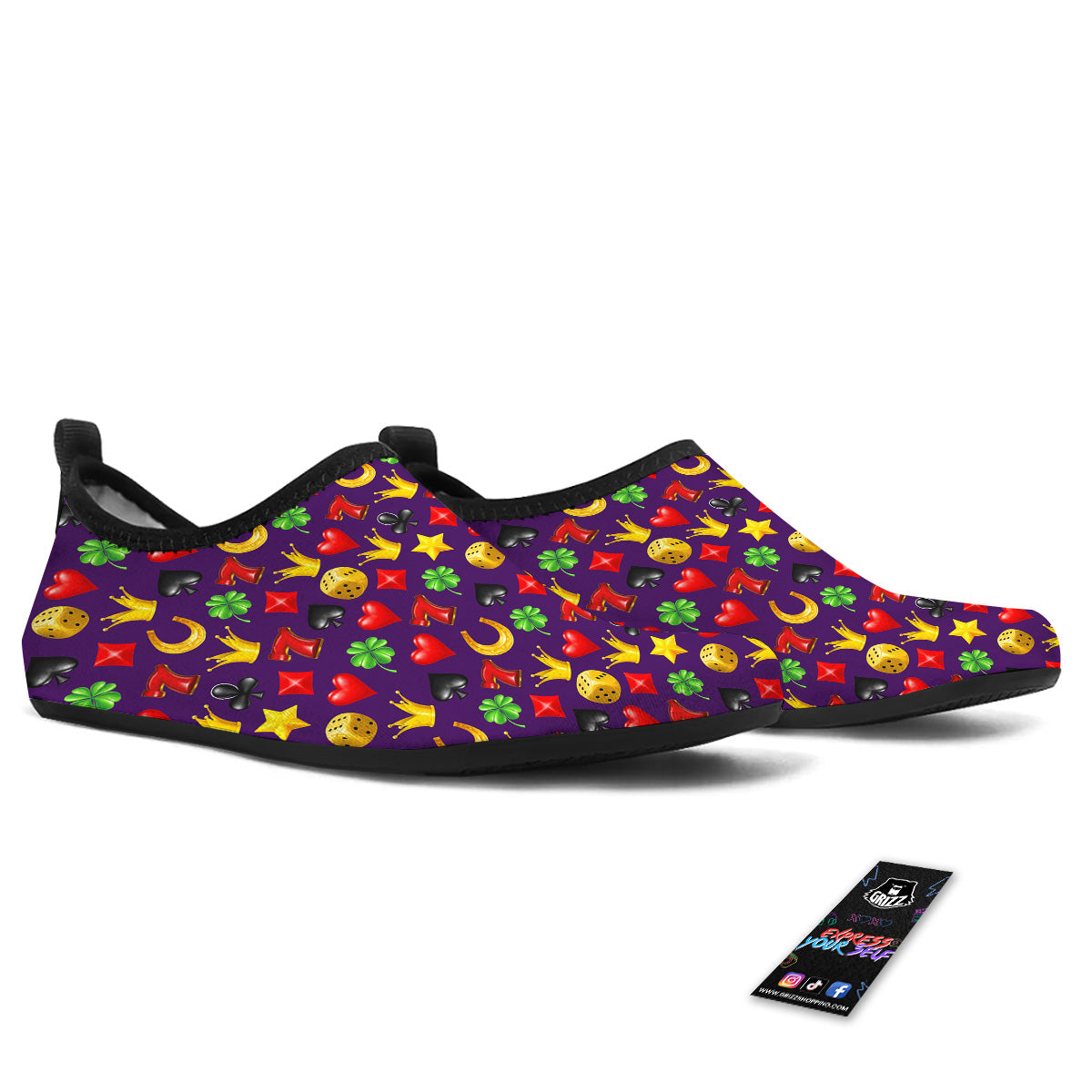 Casino 3D Gambling And Luck Print Pattern Water Shoes-grizzshop