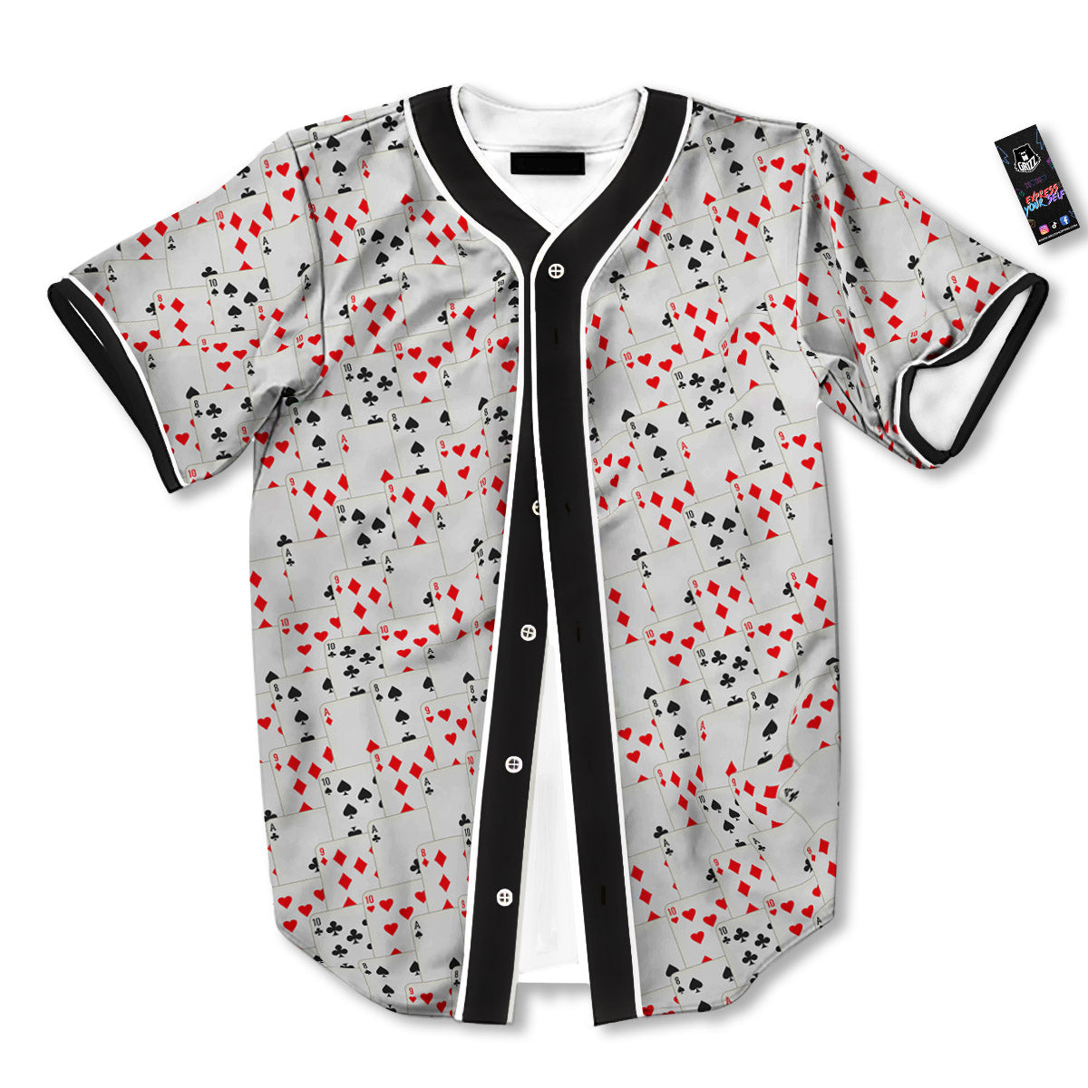 Casino Card Cartoon Print Pattern Baseball Jersey-grizzshop