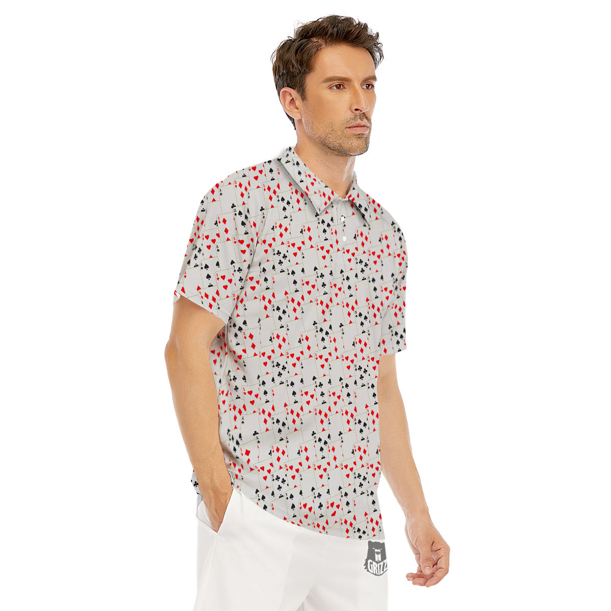 Casino Card Cartoon Print Pattern Men's Golf Shirts-grizzshop