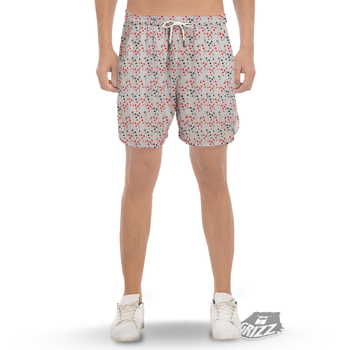 Casino Card Cartoon Print Pattern Men's Gym Shorts-grizzshop