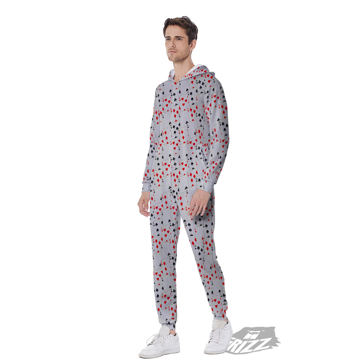 Casino Card Cartoon Print Pattern Men's Jumpsuit-grizzshop