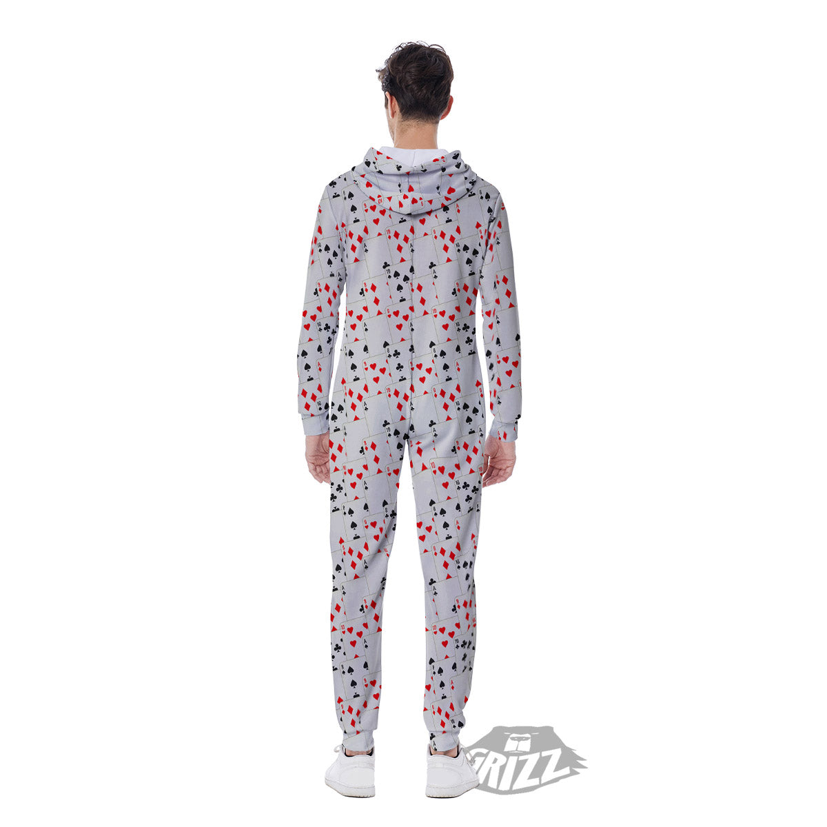 Casino Card Cartoon Print Pattern Men's Jumpsuit-grizzshop
