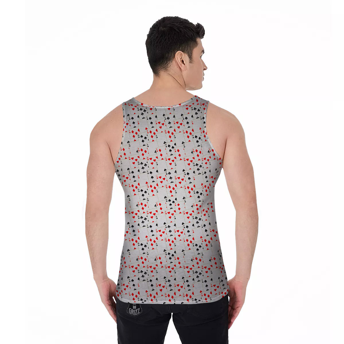 Casino Card Cartoon Print Pattern Men's Tank Top-grizzshop