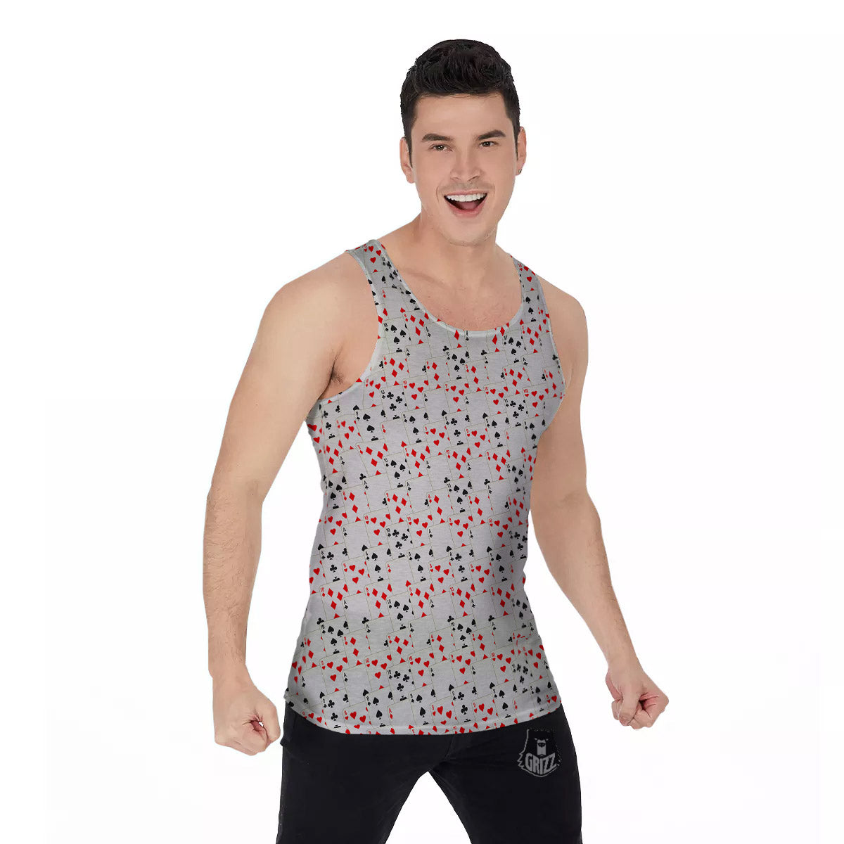 Casino Card Cartoon Print Pattern Men's Tank Top-grizzshop