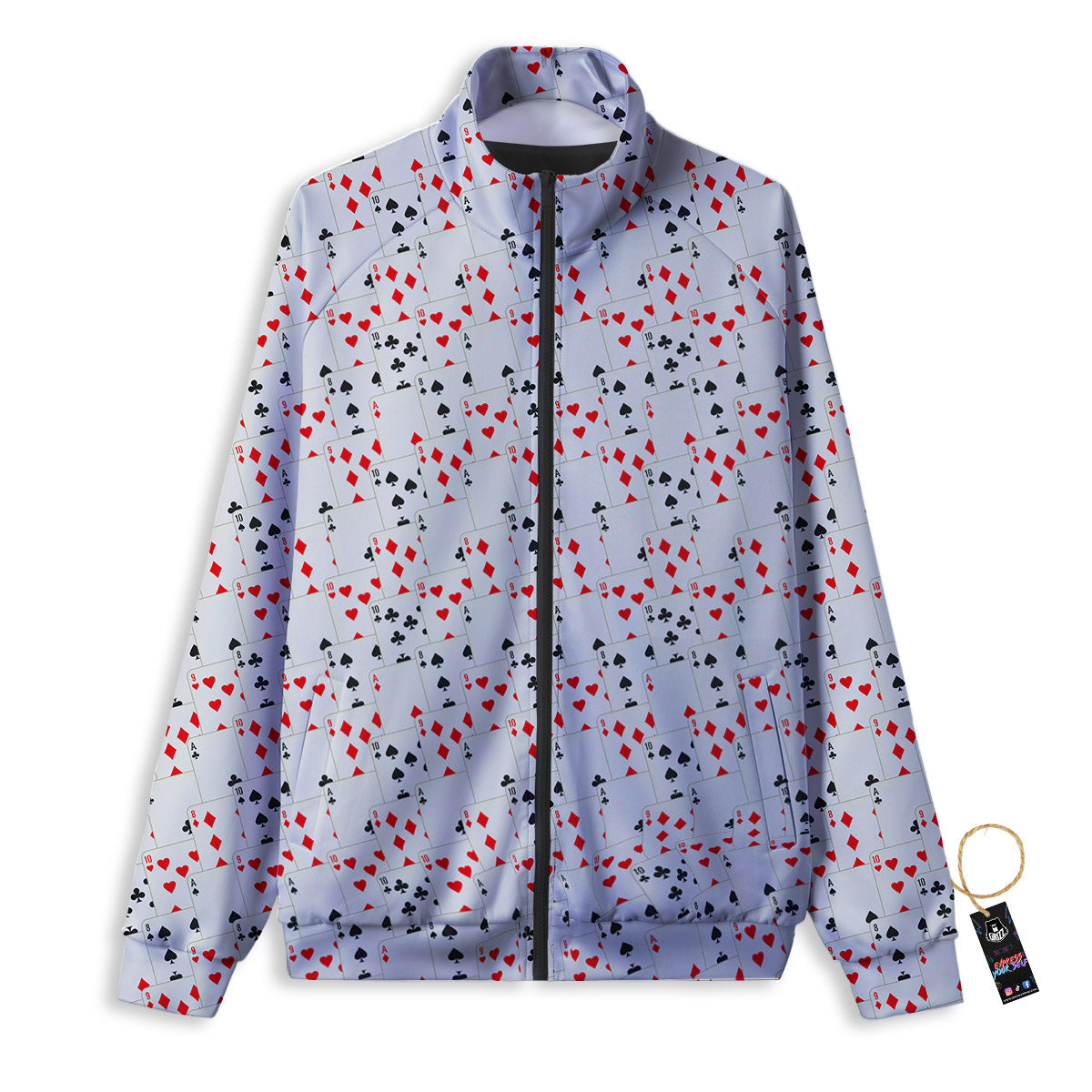 Casino Card Cartoon Print Pattern Track Jacket-grizzshop