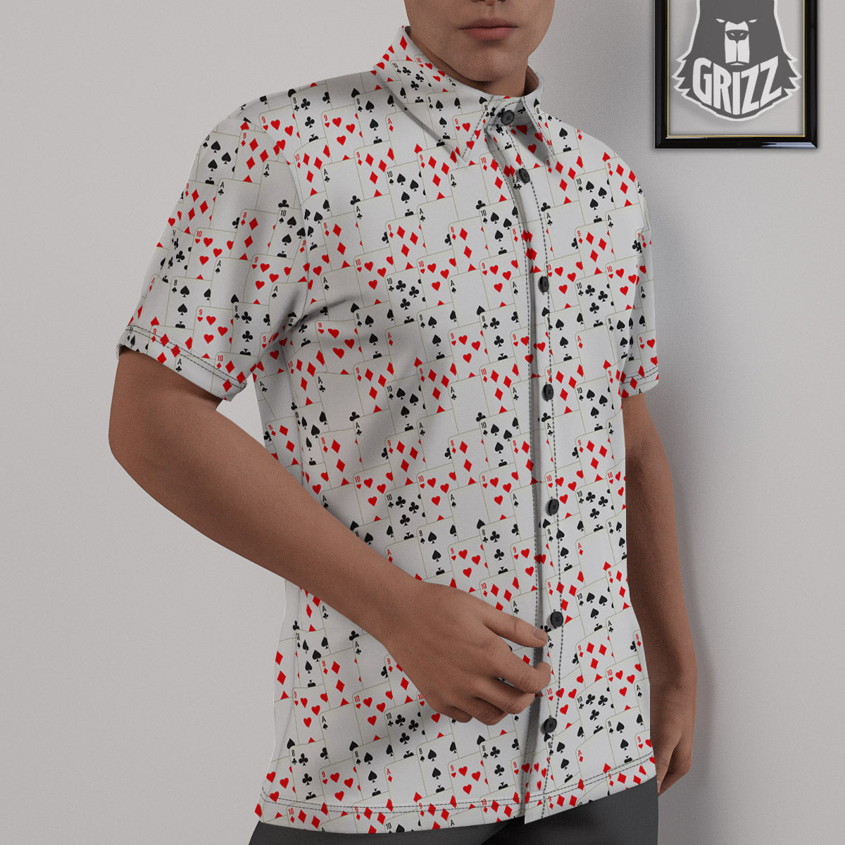 Casino Card Cartoon Print Pattern Untucked Shirts-grizzshop