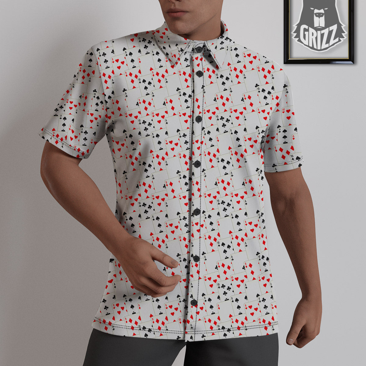 Casino Card Cartoon Print Pattern Untucked Shirts-grizzshop