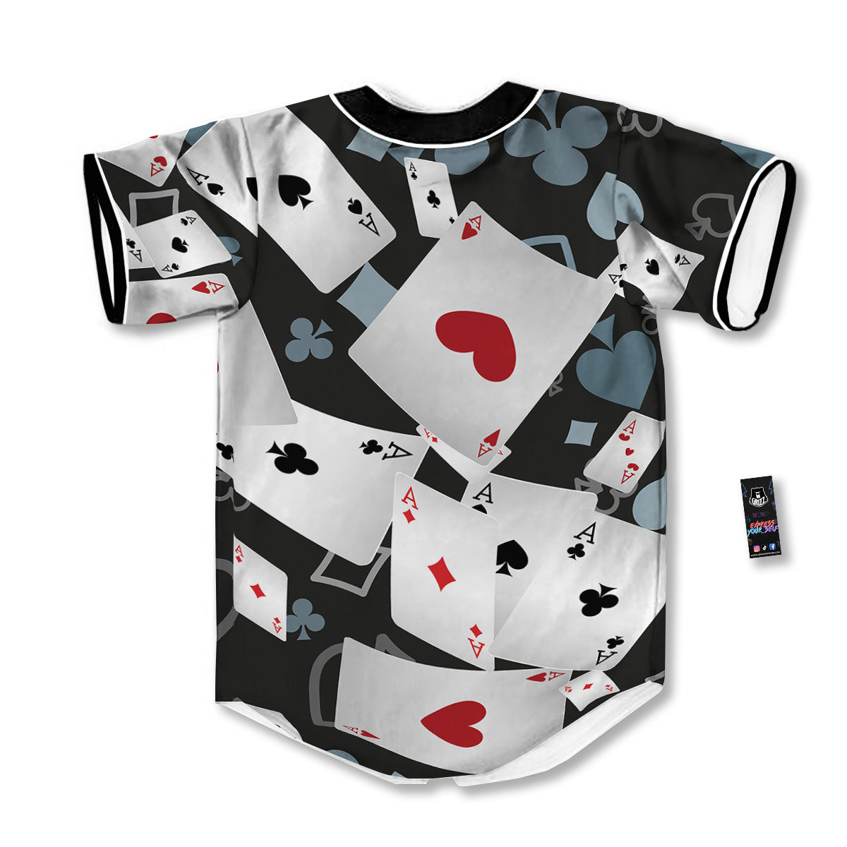 Casino Card Falling Print Baseball Jersey-grizzshop