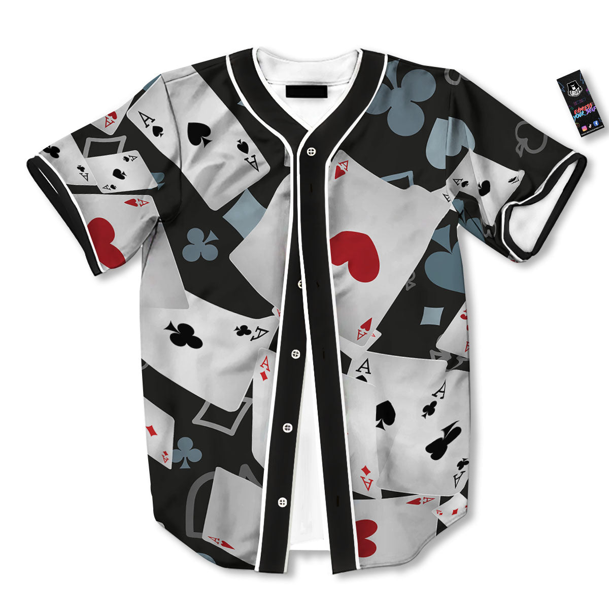 Casino Card Falling Print Baseball Jersey-grizzshop