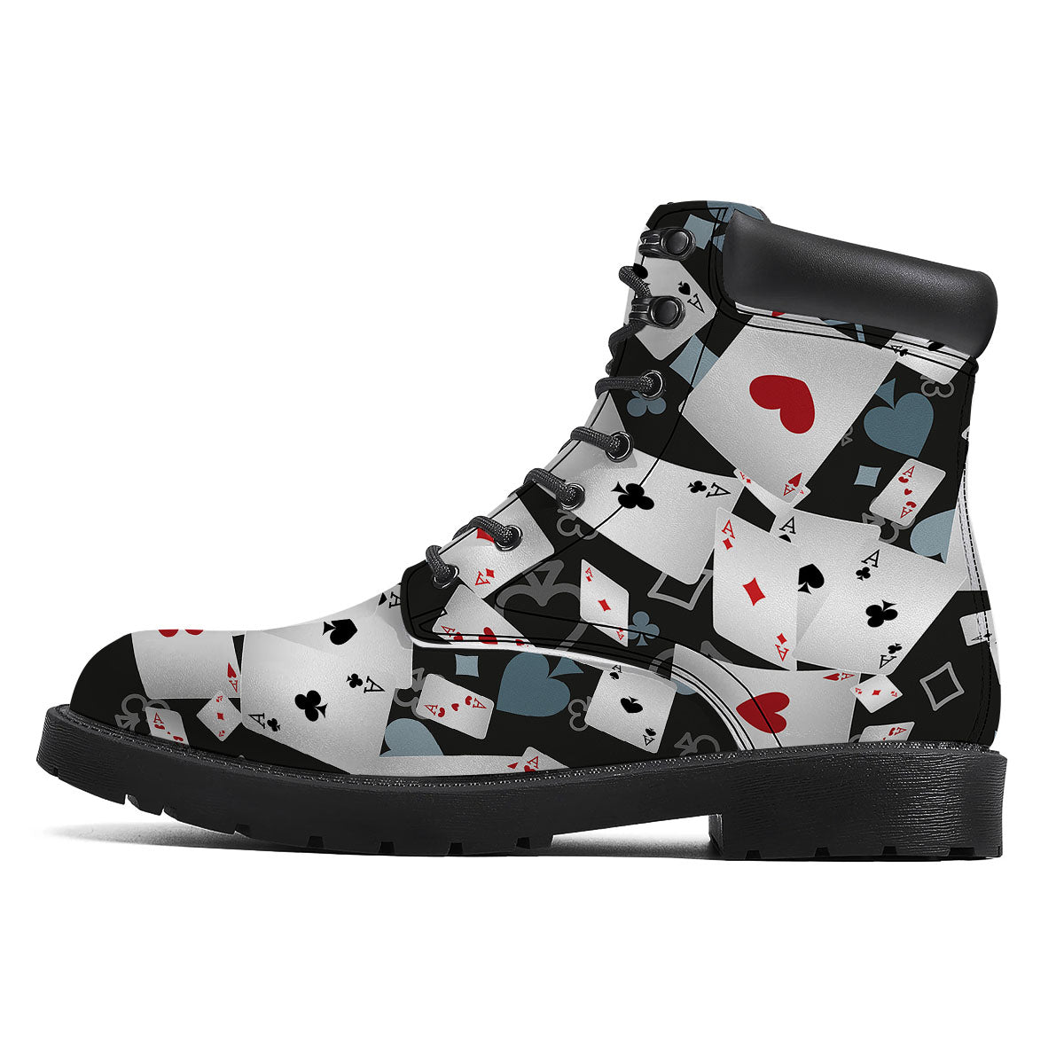 Casino Card Falling Print Boots-grizzshop