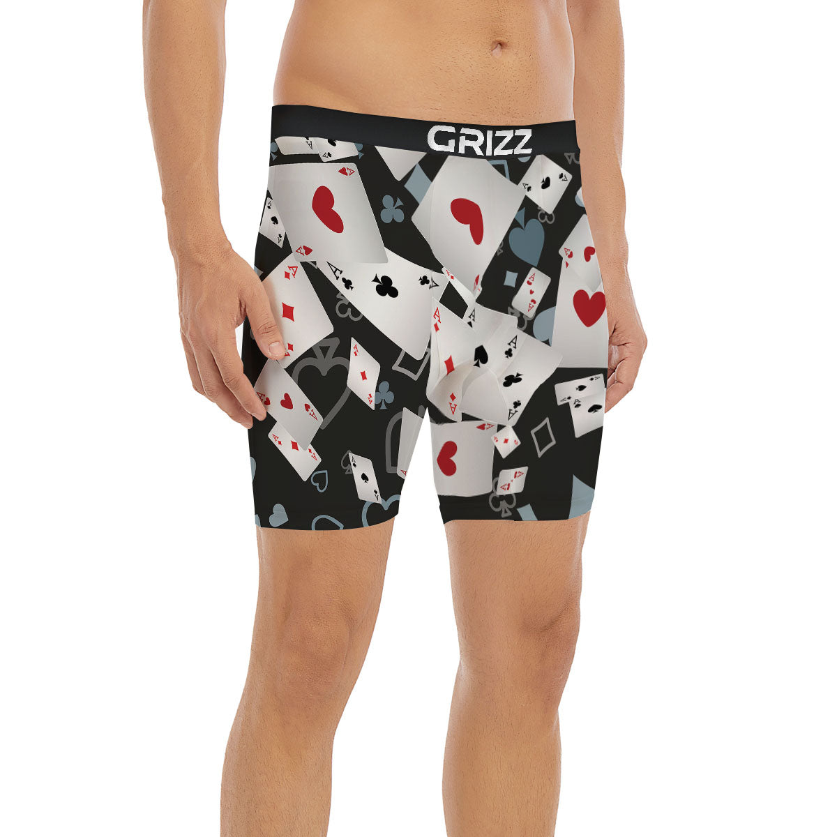 Casino Card Falling Print Boxer Briefs-grizzshop