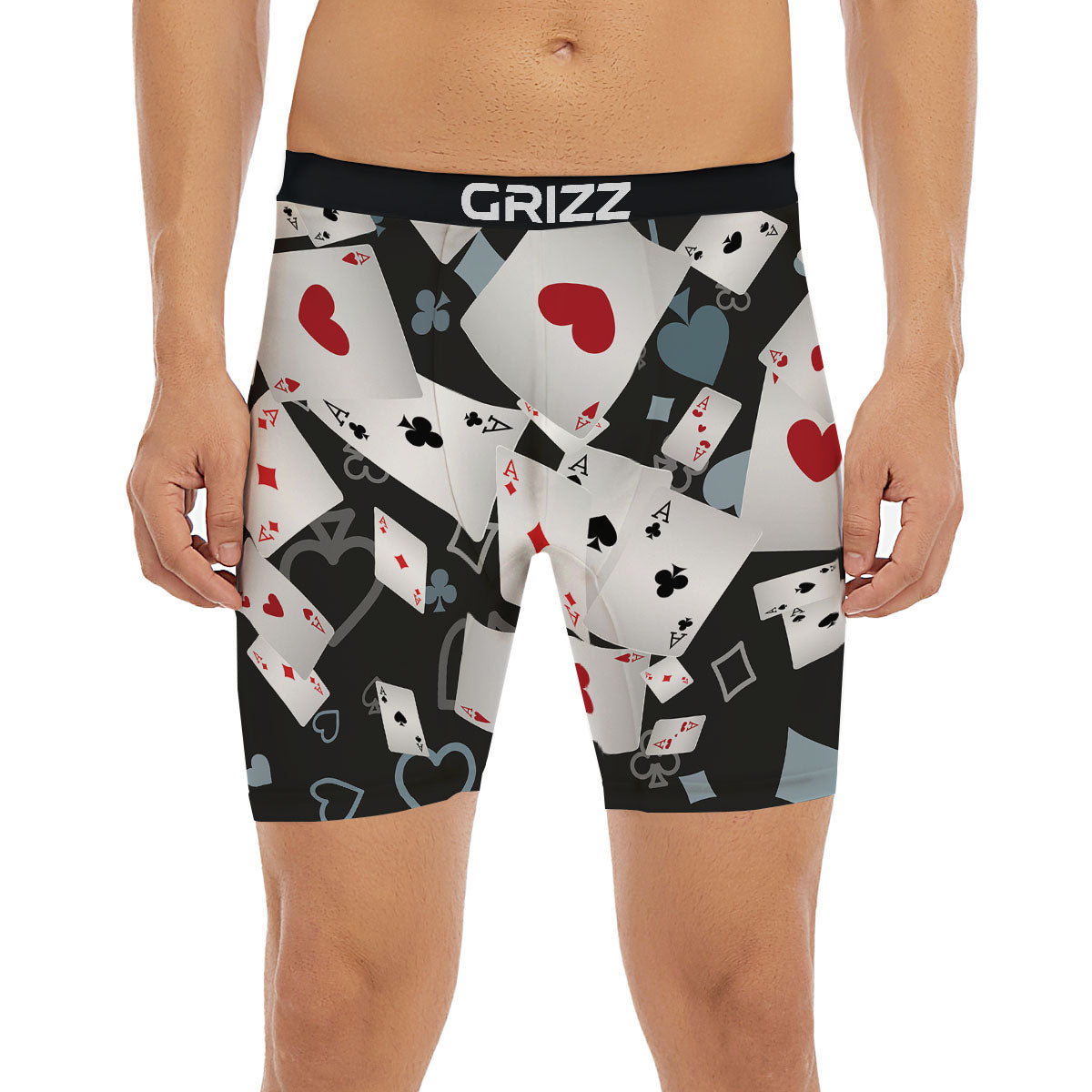 Casino Card Falling Print Boxer Briefs-grizzshop